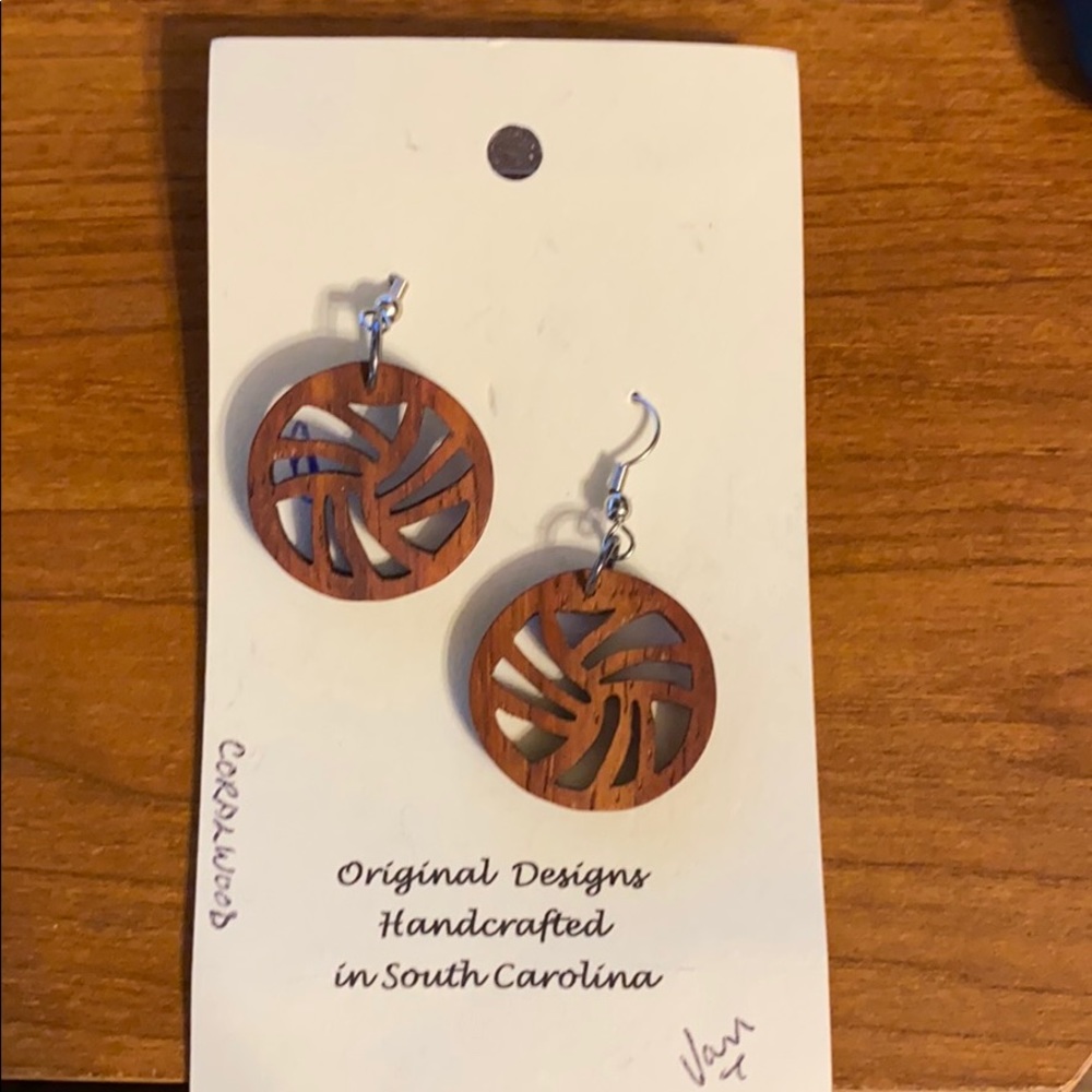 Handcrafted coral wood earrings